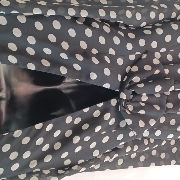Vtg Dennis Goldsmith Black/white polkadot 80's Dress, open back, lined - Picture 5 of 8